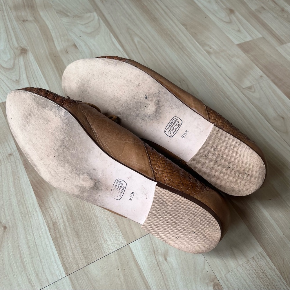 Ipanema Woven Leather Lace-Up Flats in Cognac Brown 9.5 minor damage - Picture 7 of 7